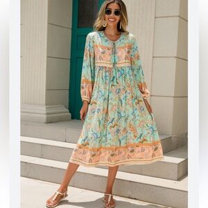 NWT R. Vivimos Floral Boho Midi Dress XL